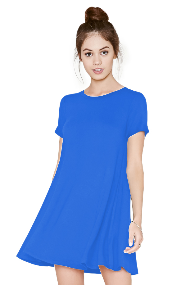 Vestido Evase casual ligero juvenil corto mujer dama xally 61 manga corta cuello redondo bolsas