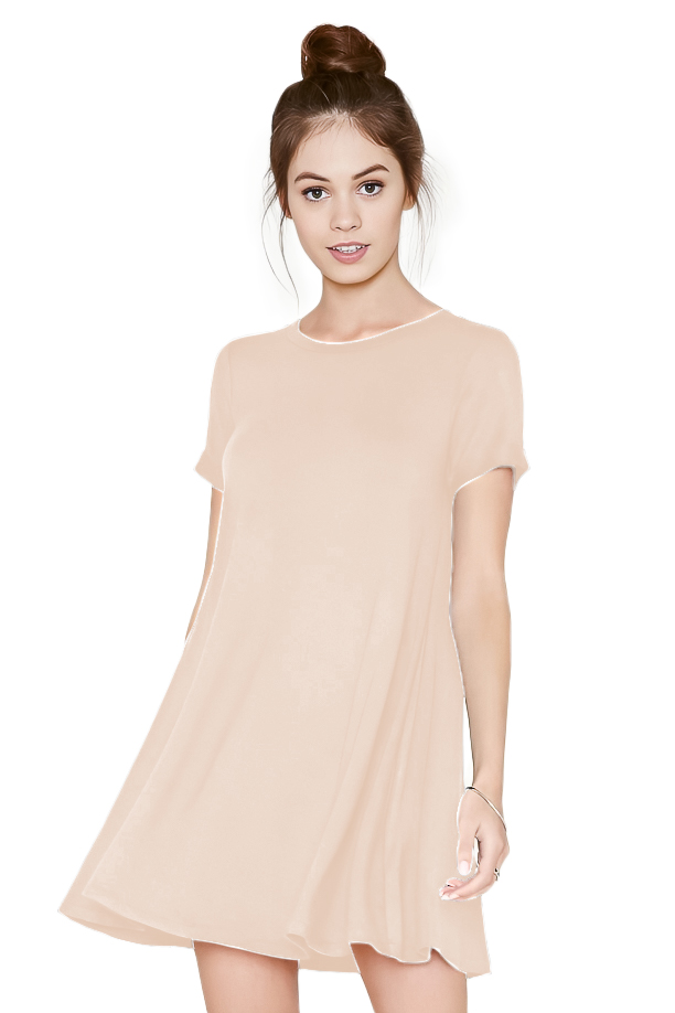 Vestido Evase casual ligero juvenil corto mujer dama xally 61 manga corta cuello redondo bolsas