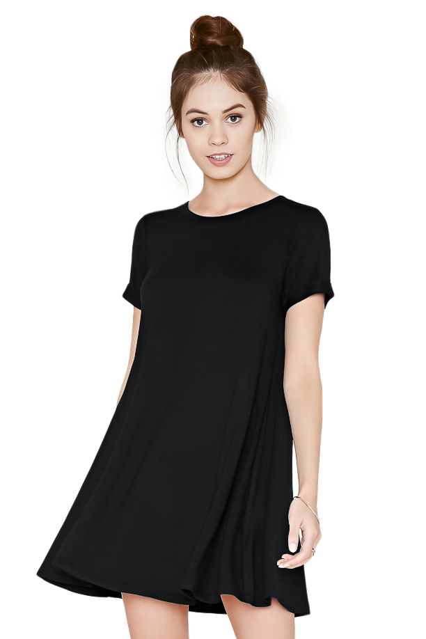 Vestido Evase casual ligero juvenil corto mujer dama xally 61 manga corta cuello redondo bolsas