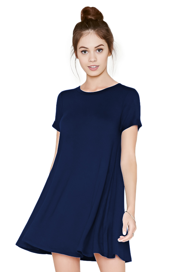 Vestido Evase casual ligero juvenil corto mujer dama xally 61 manga corta cuello redondo bolsas