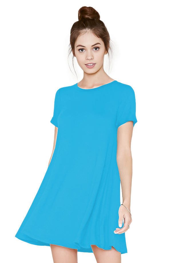 Vestido Evase casual ligero juvenil corto mujer dama xally 61 manga corta cuello redondo bolsas