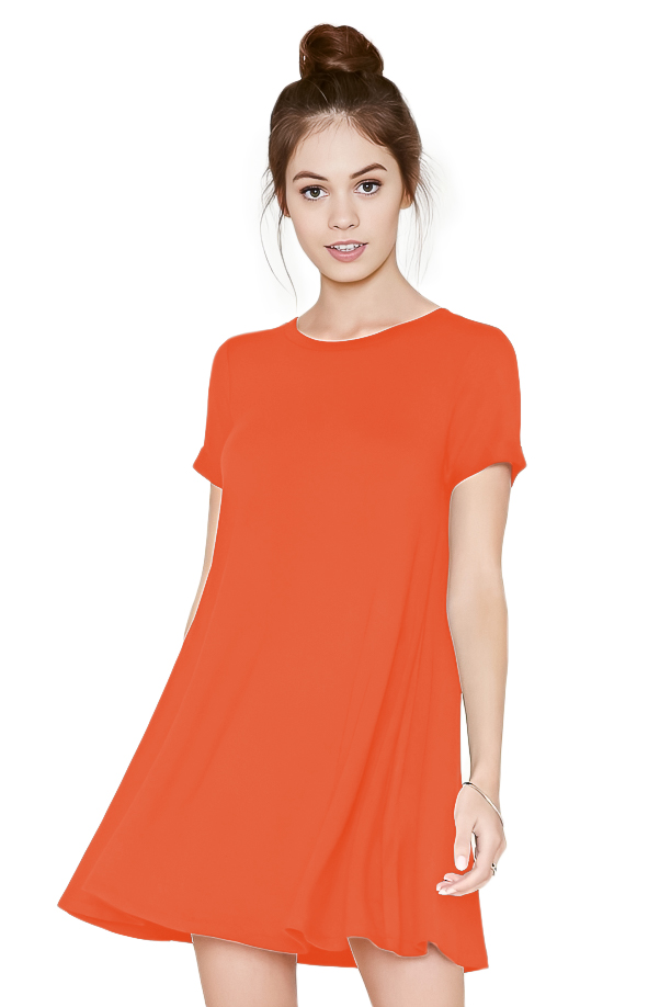 Vestido Evase casual ligero juvenil corto mujer dama xally 61 manga corta cuello redondo bolsas