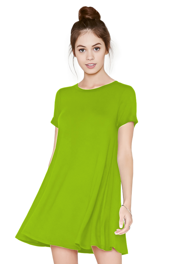 Vestido Evase casual ligero juvenil corto mujer dama xally 61 manga corta cuello redondo bolsas