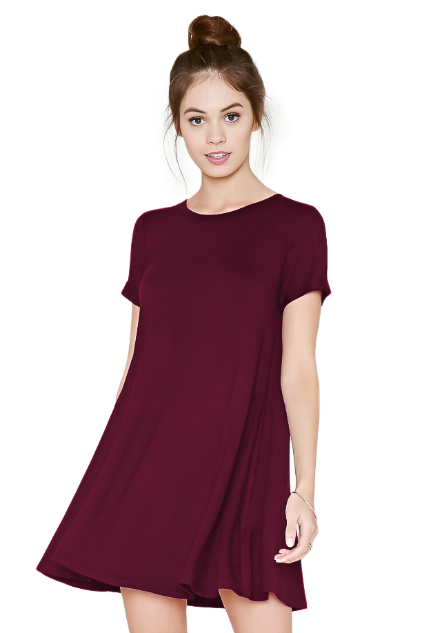 Vestido Evase casual ligero juvenil corto mujer dama xally 61 manga corta cuello redondo bolsas