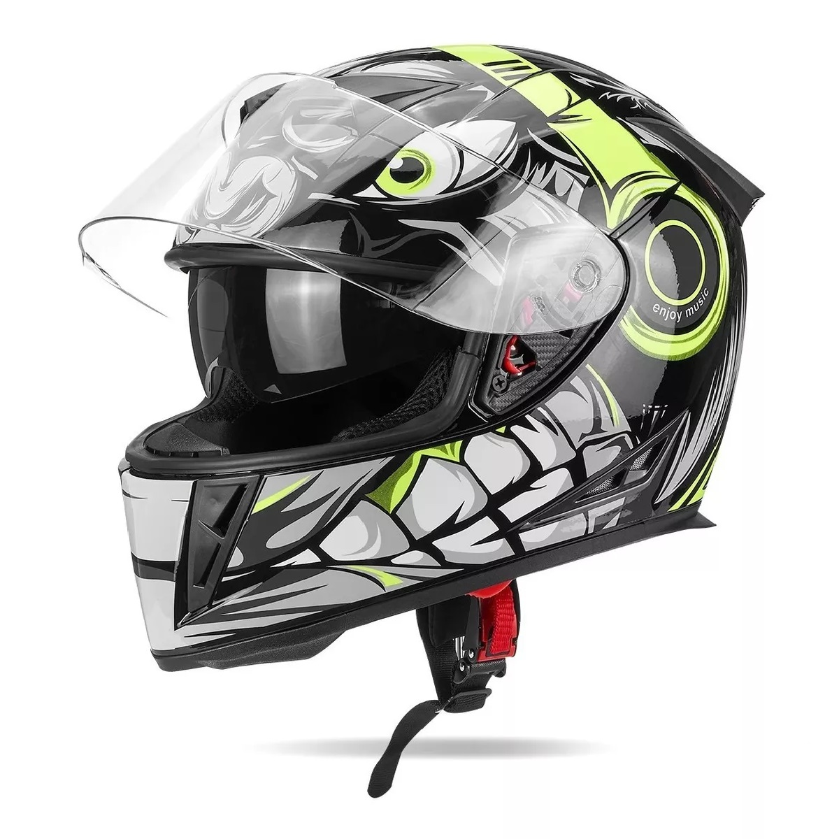 Cascos Abatible Para Moto Antirreflejos Doble Lente Segura Musica