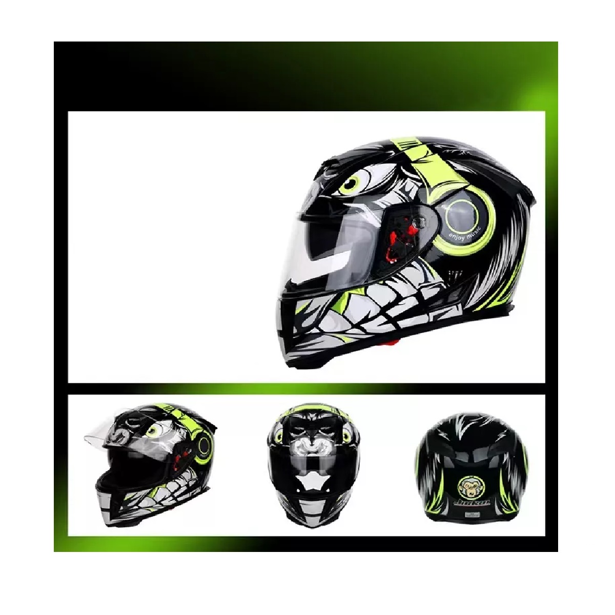 Cascos Abatible Para Moto Antirreflejos Doble Lente Segura Musica