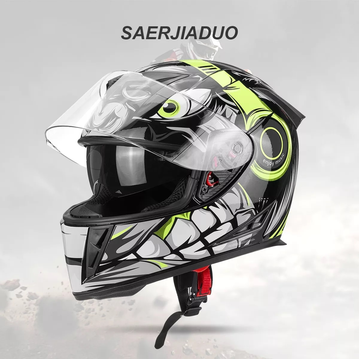 Cascos Abatible Para Moto Antirreflejos Doble Lente Segura Musica