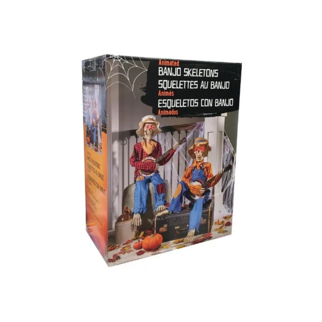 Calaveras Decorativas Musicales Con Banjo Halloween Luces