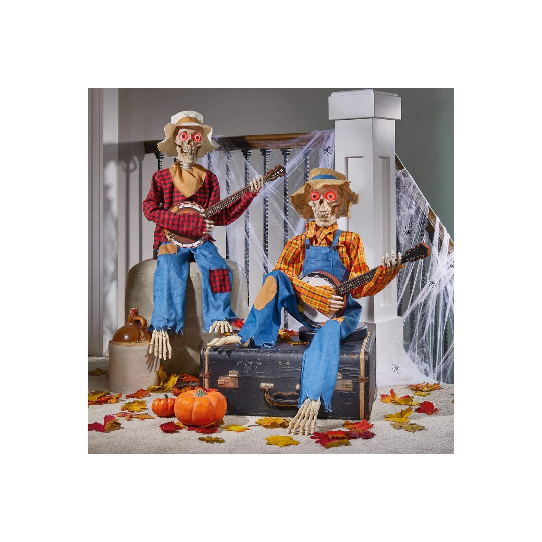 Calaveras Decorativas Musicales Con Banjo Halloween Luces