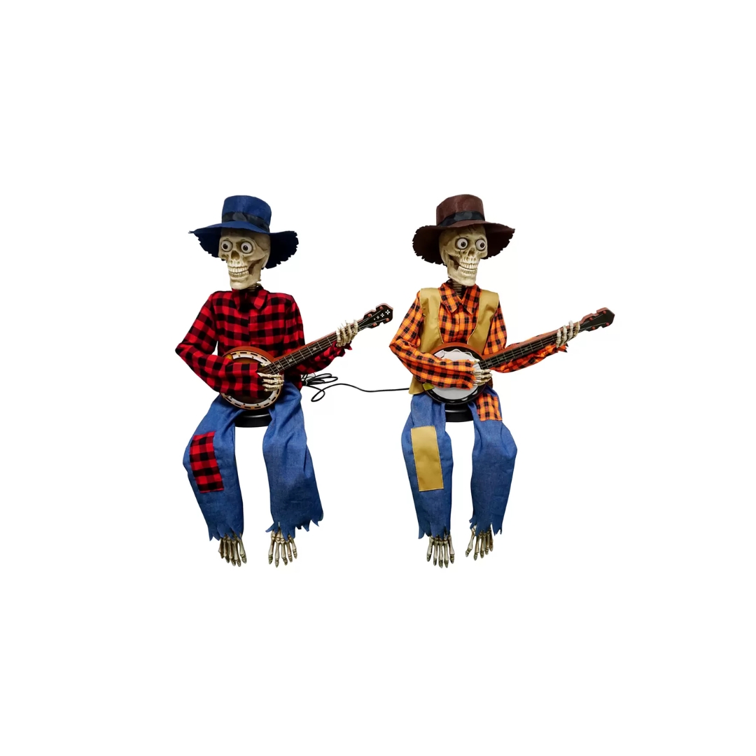 Calaveras Decorativas Musicales Con Banjo Halloween Luces