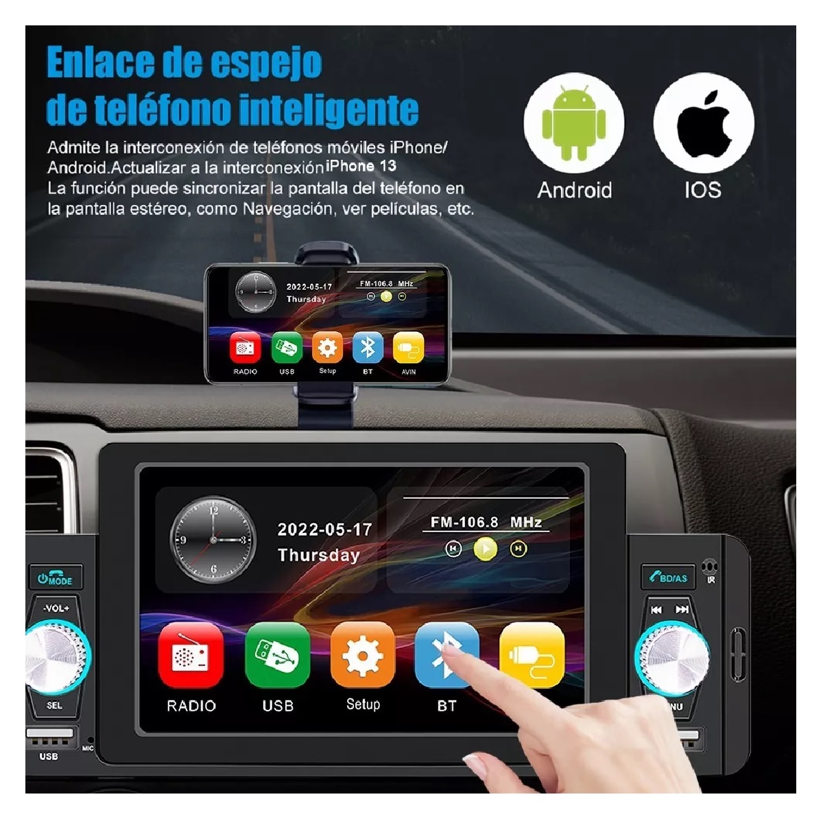 Autoestereo Mp5 Reproductor 5 Inch Bluetooth Y 8led Camara