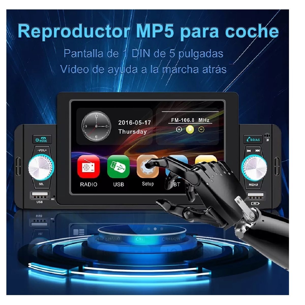 Autoestereo Mp5 Reproductor 5 Inch Bluetooth Y 8led Camara