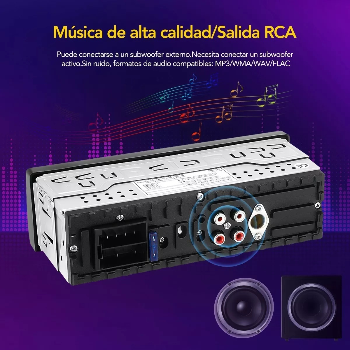 Auto Estéreo Bluetooth 1 Din Asistente Voz 2 Usb Fm Aux Rca