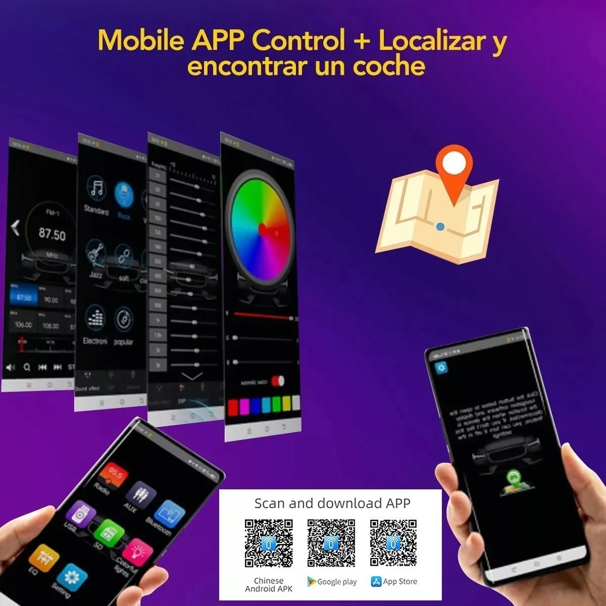 Auto Estéreo Bluetooth 1 Din Asistente Voz 2 Usb Fm Aux Rca