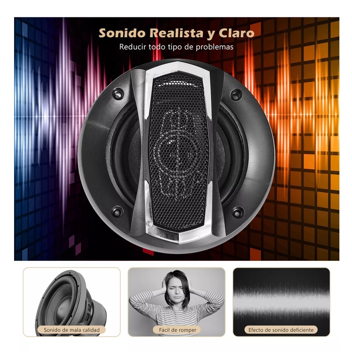 Par Bocinas Para Auto Banda Dual Altavoces Coaxial 4 Pulgadas