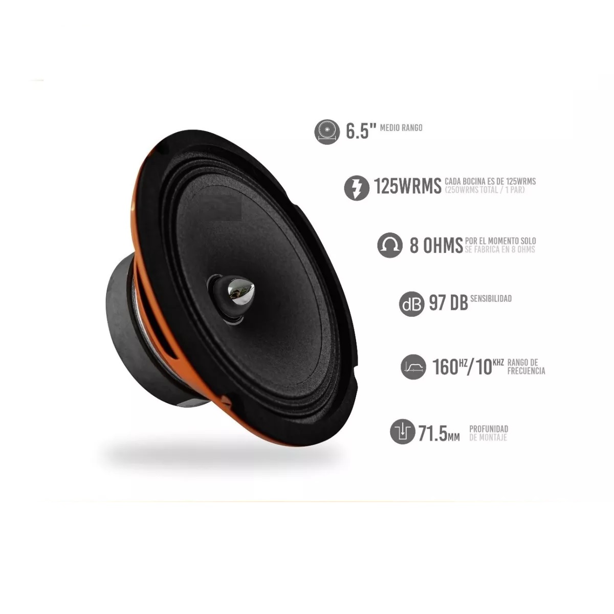 Par Medio Rango War Audio Cabo68 125w Rms 