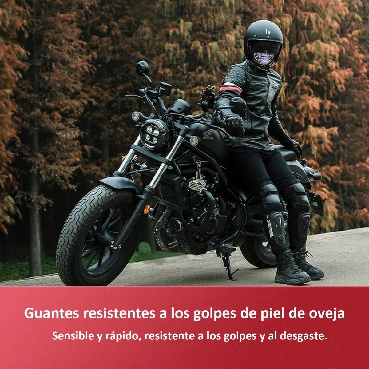 Guantes De Moto 100% Piel De Cabra Para Pantallas Táctiles Negro L Perforado