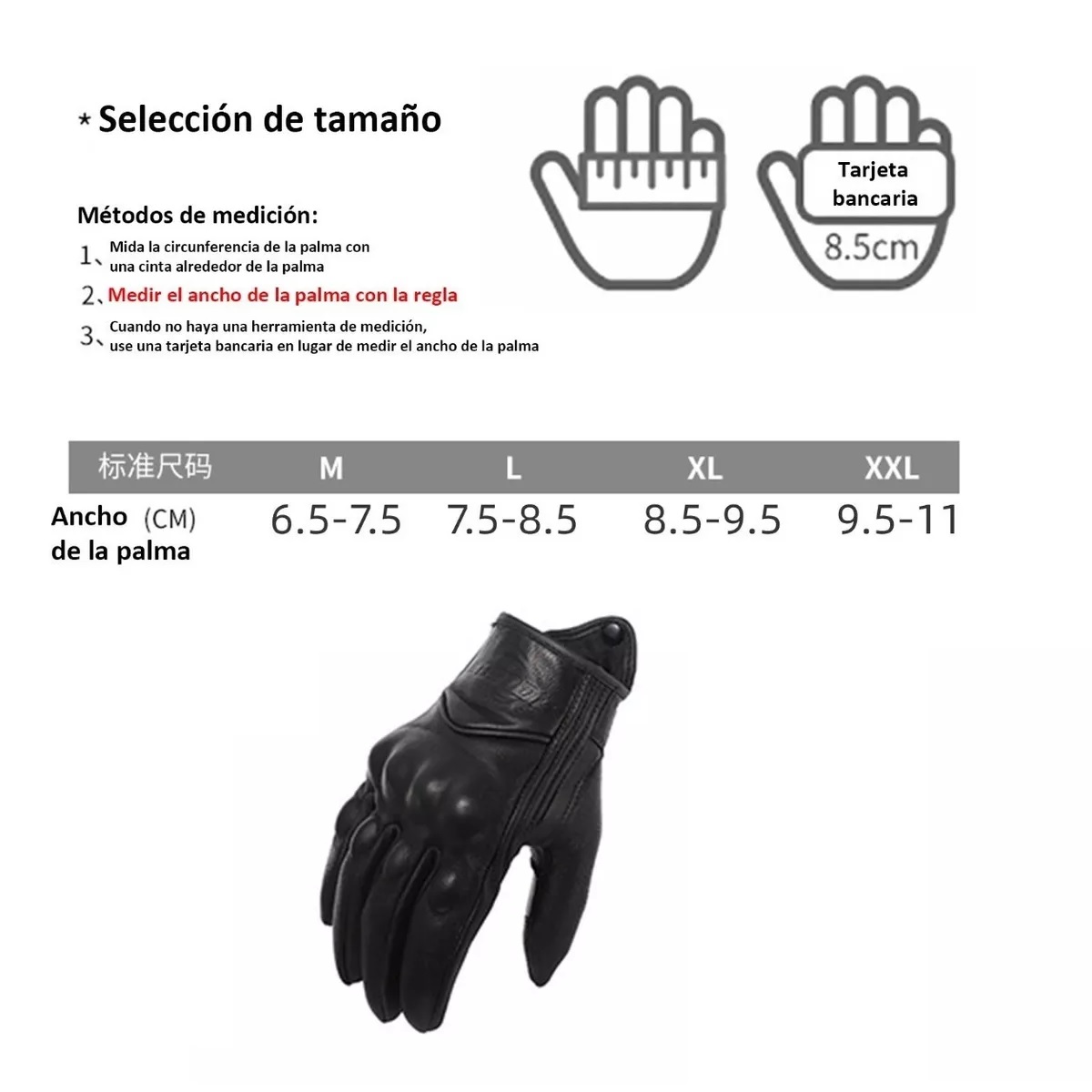 Guantes De Moto 100% Piel De Cabra Para Pantallas Táctiles Negro L Liso 