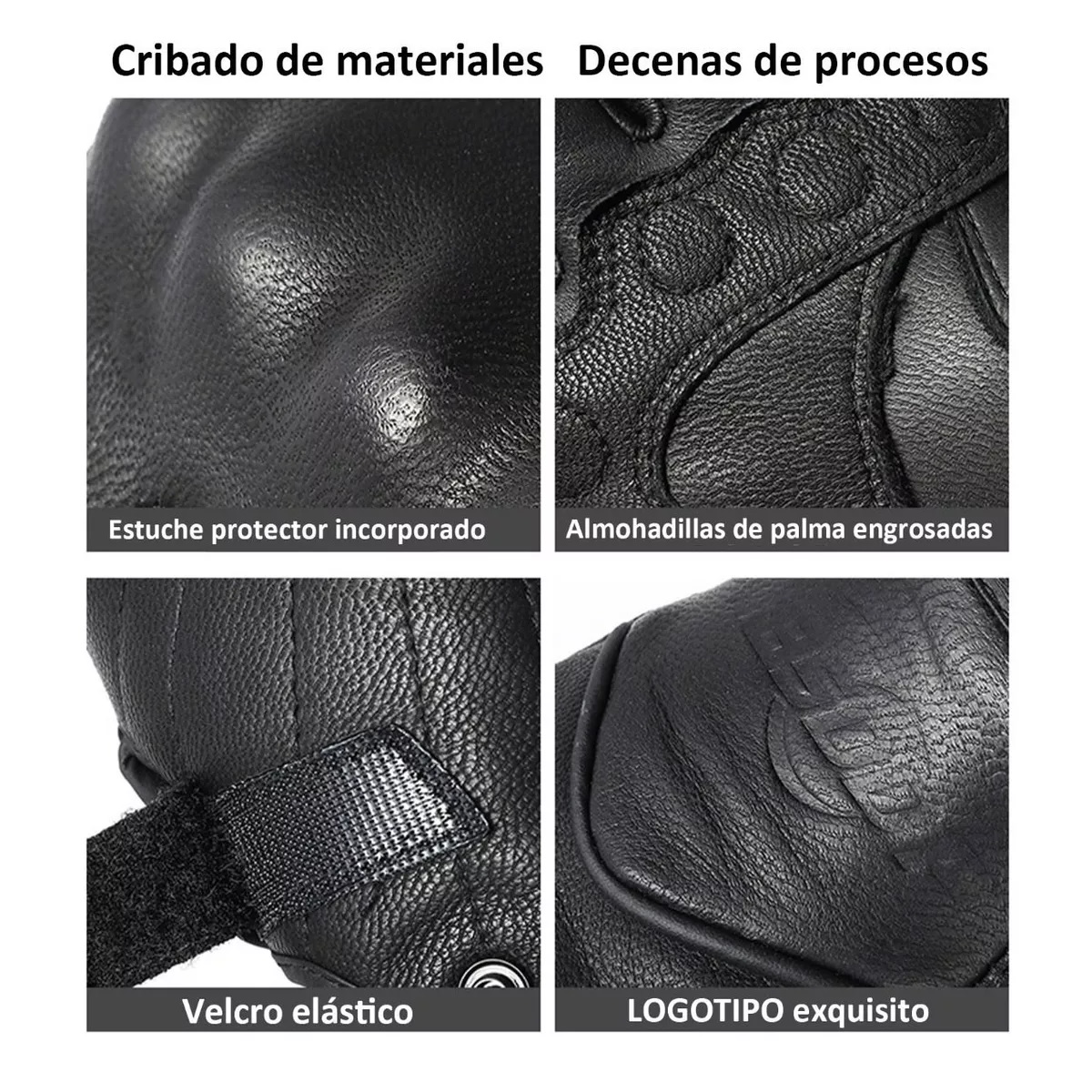 Guantes De Moto 100% Piel De Cabra Para Pantallas Táctiles Negro L Liso 