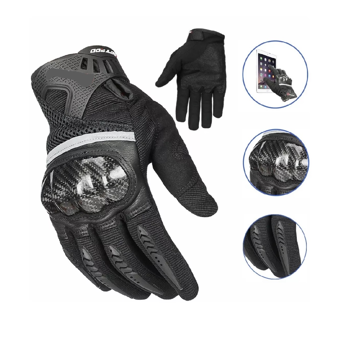 Guantes Para Motociclista Pantalla Táctil Fibra De Carbono L