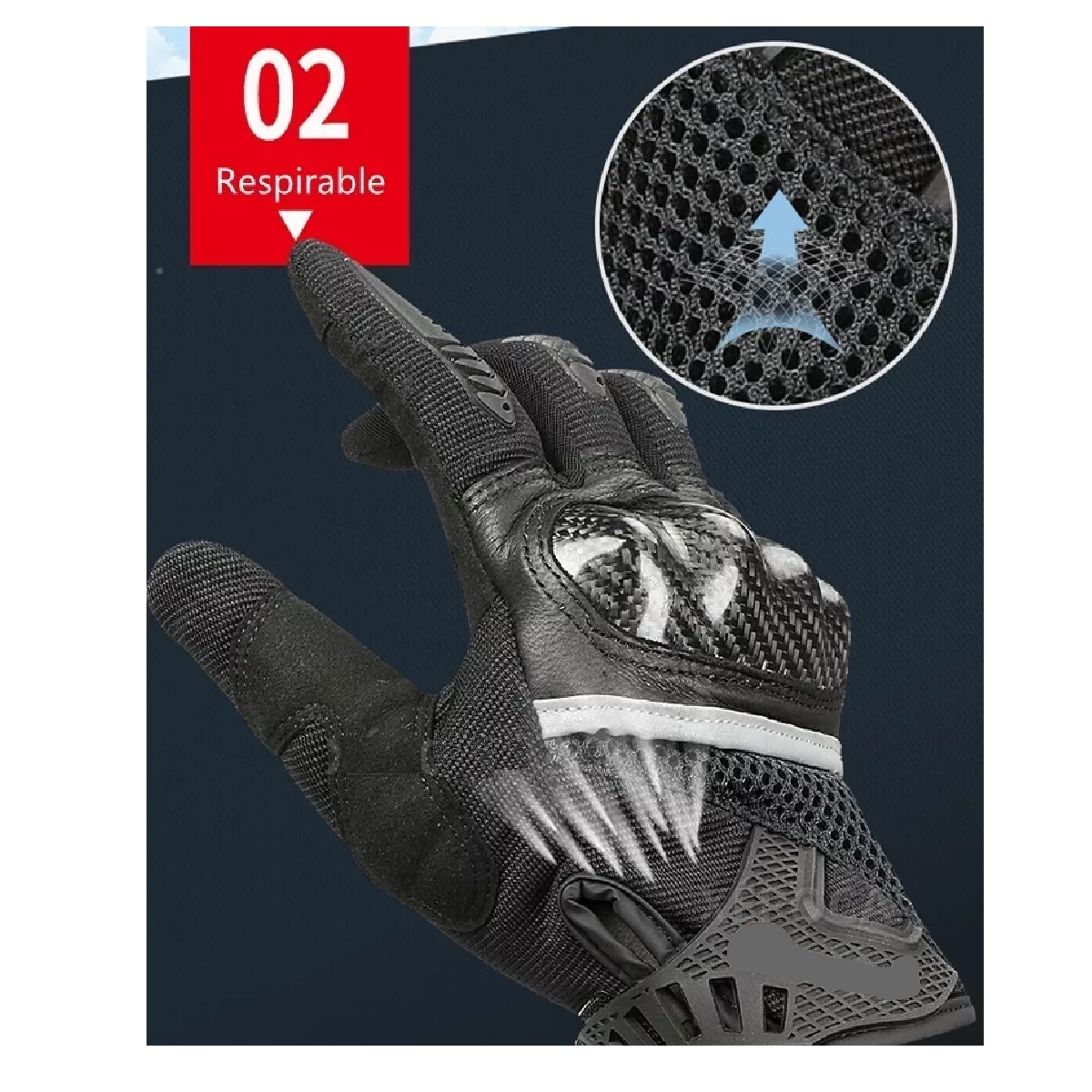 Guantes Para Motociclista Pantalla Táctil Fibra De Carbono L