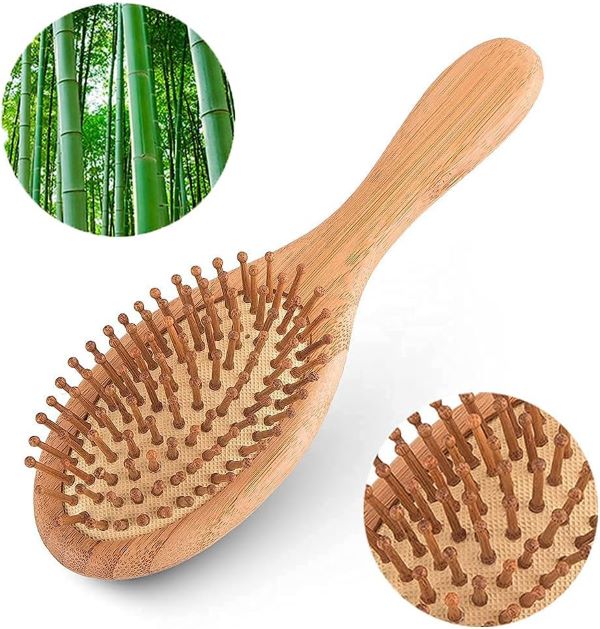 Kit Cepillo Ovalado y Peine  de bambú Para el Cabello 
