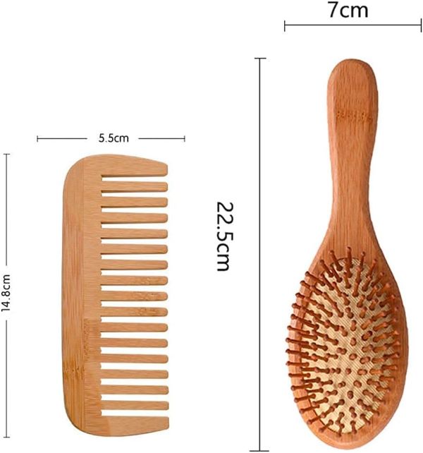 Kit Cepillo Ovalado y Peine  de bambú Para el Cabello 