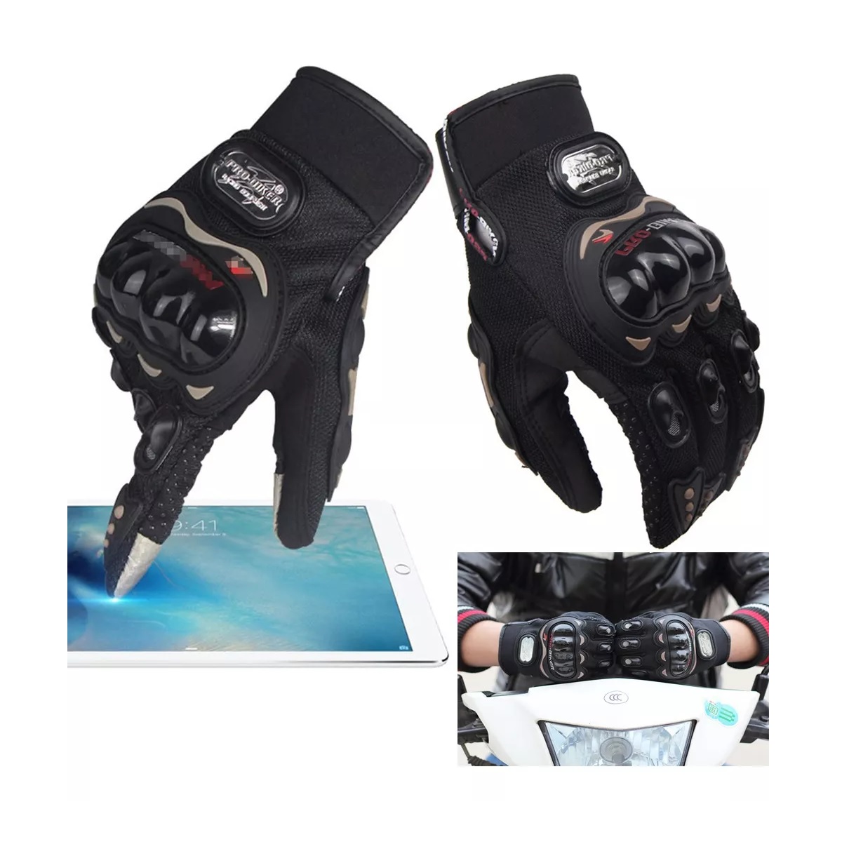 Guantes Con Proteccion Motociclista Anti Derrape Táctil XL