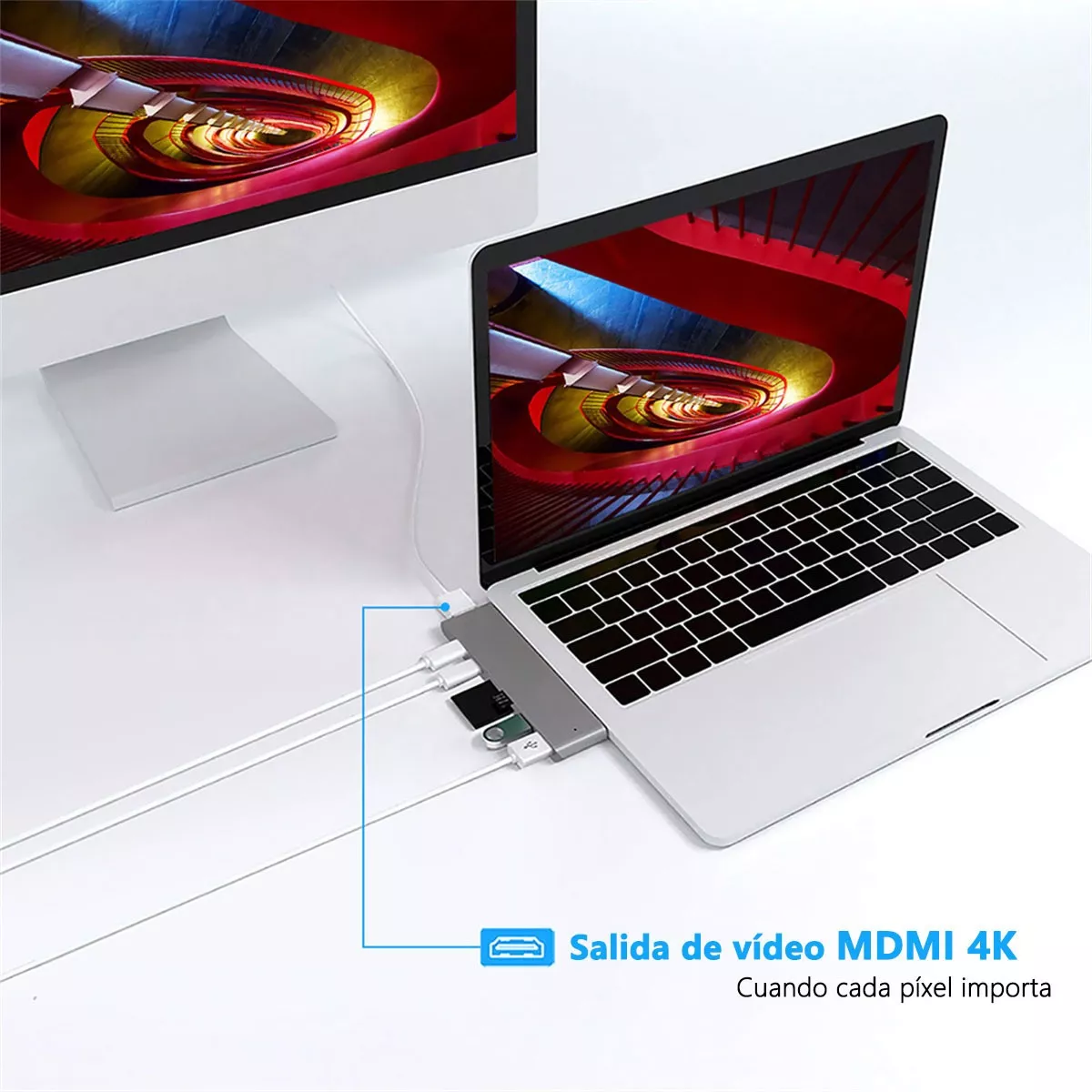 Adaptador Usb C Hub Thunderbolt 3 Hdmi Para Macbook Pro/air Gris