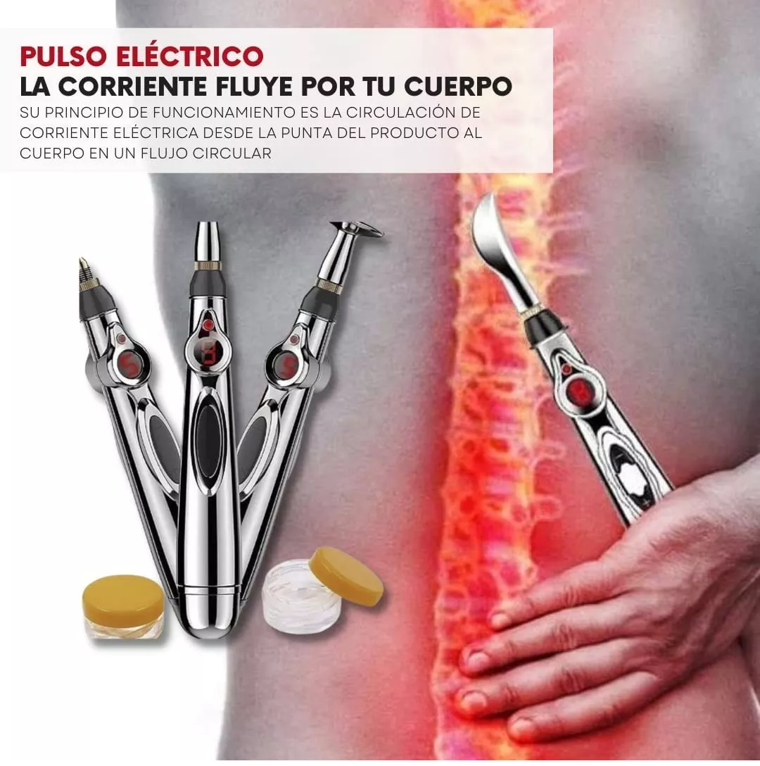 Pluma De Acupuntura Electrónica Para Alivio Dolor 3 en 1 Plata con Negro