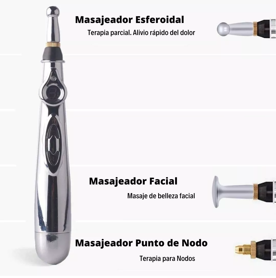 Pluma De Acupuntura Electrónica Para Alivio Dolor 3 en 1 Plata con Negro