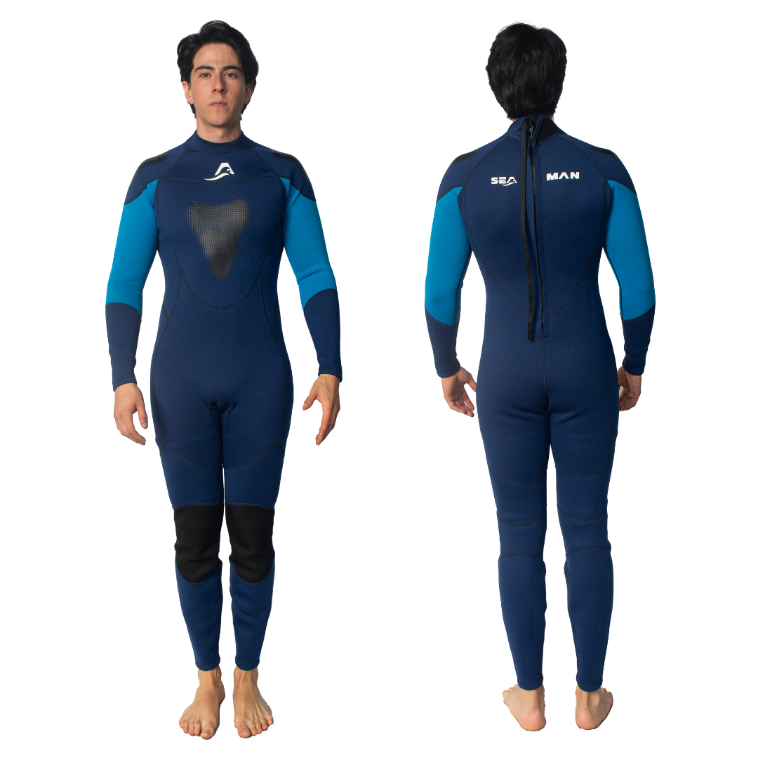 Traje de Neopreno Wetsuit Para Hombre Sea Man de 3mm Cuerpo Completo Modelo Azul Marino SEAPEOPLE