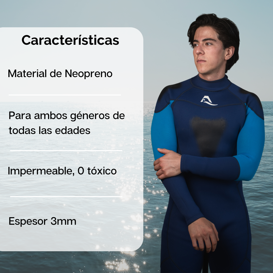 Traje de Neopreno Wetsuit Para Hombre Sea Man de 3mm Cuerpo Completo Modelo Azul Marino SEAPEOPLE