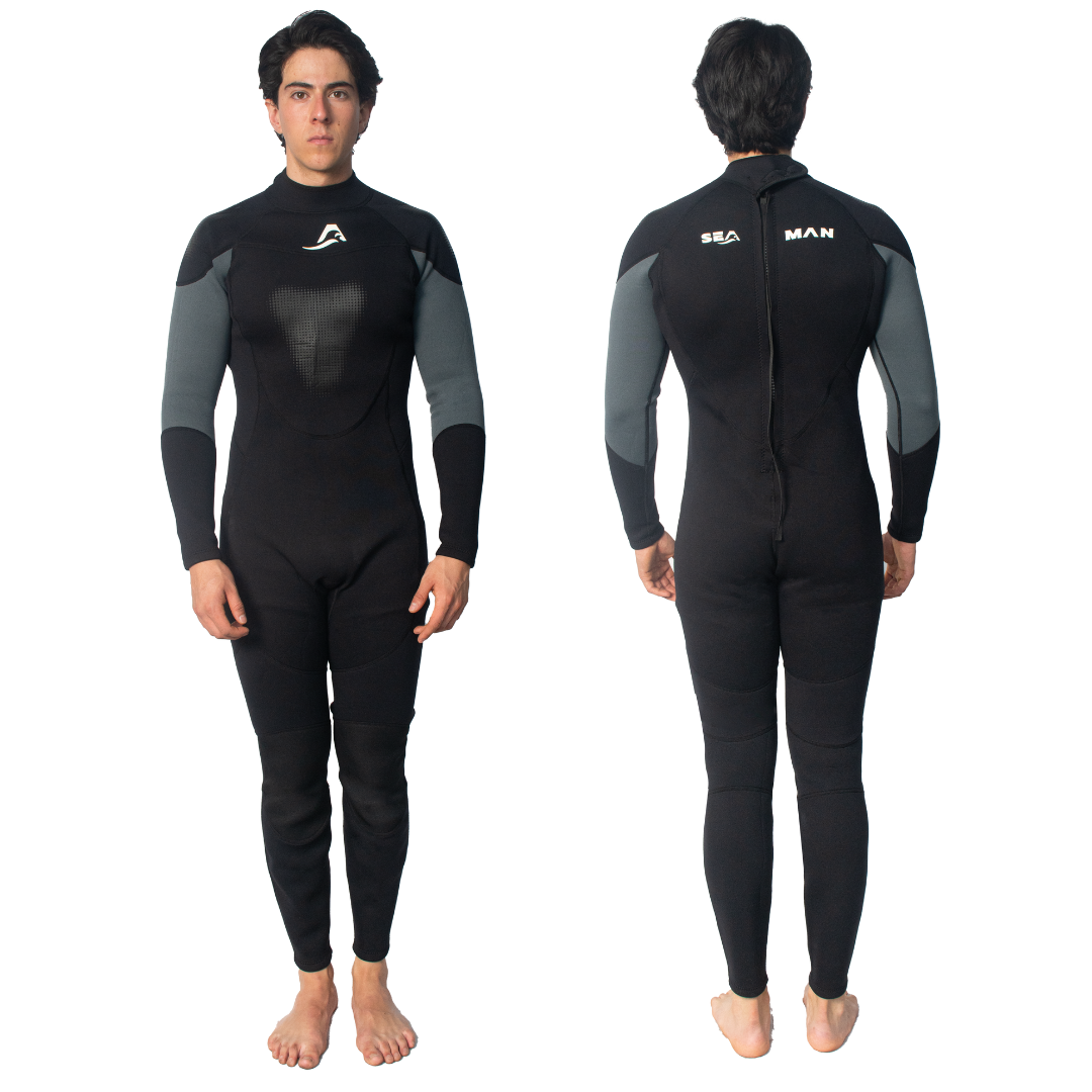Traje de Neopreno Wetsuit para Hombre Sea Man de 3mm Cuerpo Completo Modelo Negro Liso SEAPEOPLE
