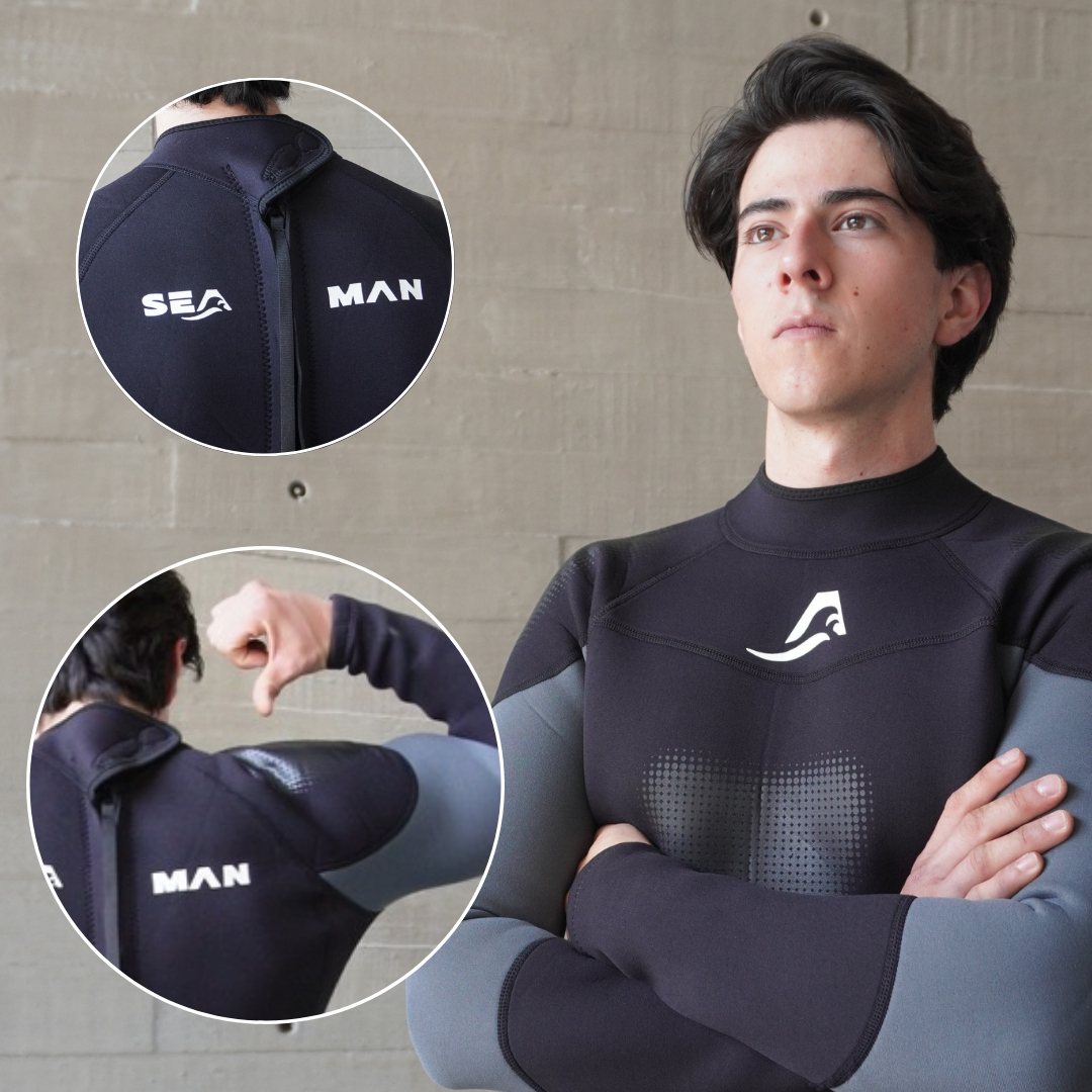 Traje de Neopreno Wetsuit para Hombre Sea Man de 3mm Cuerpo Completo Modelo Negro Liso SEAPEOPLE