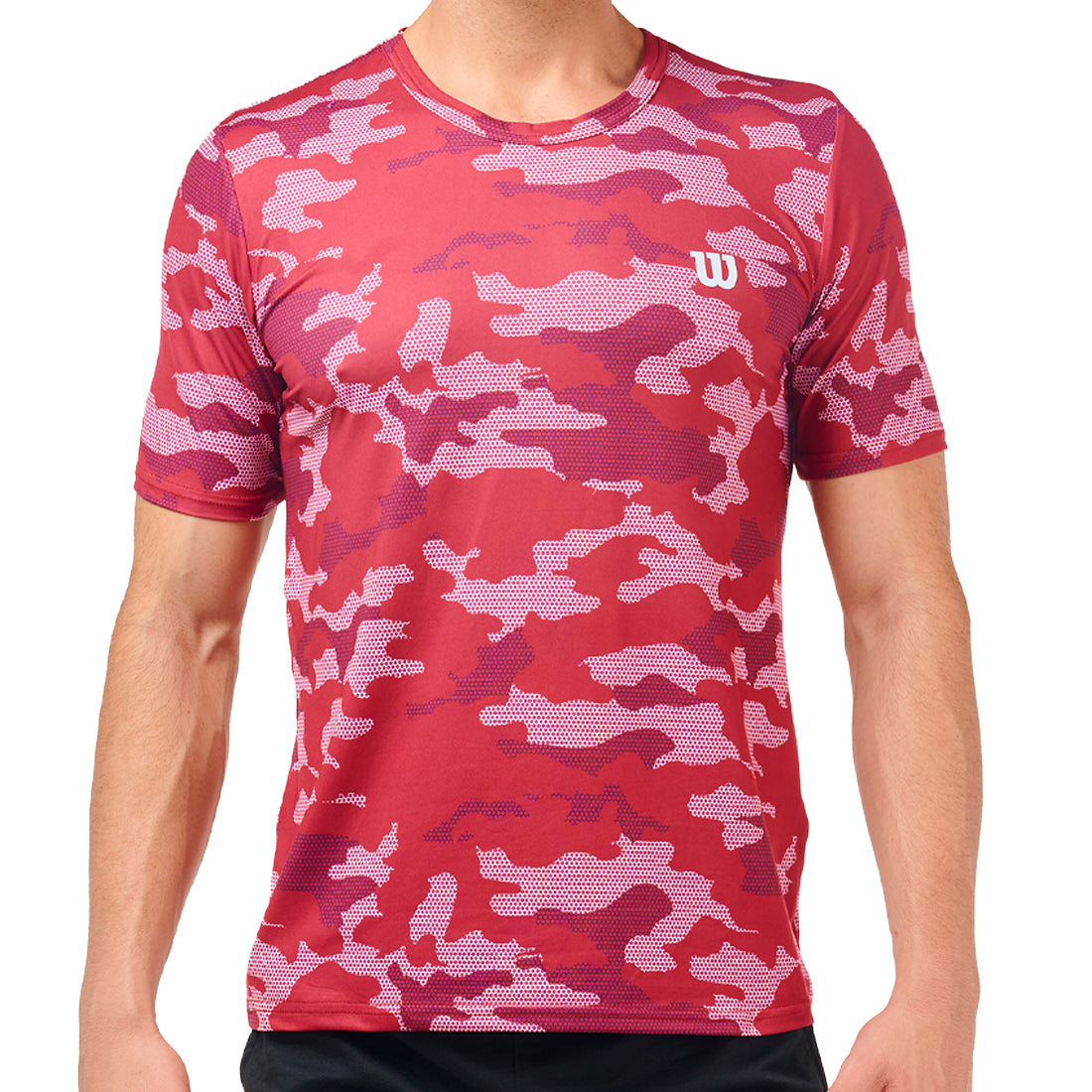 Playera Estampada Wilson para hacer deporte Caballero con Diseño Camuflaje en Color Vino