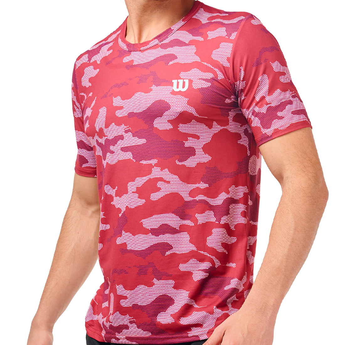 Playera Estampada Wilson para hacer deporte Caballero con Diseño Camuflaje en Color Vino