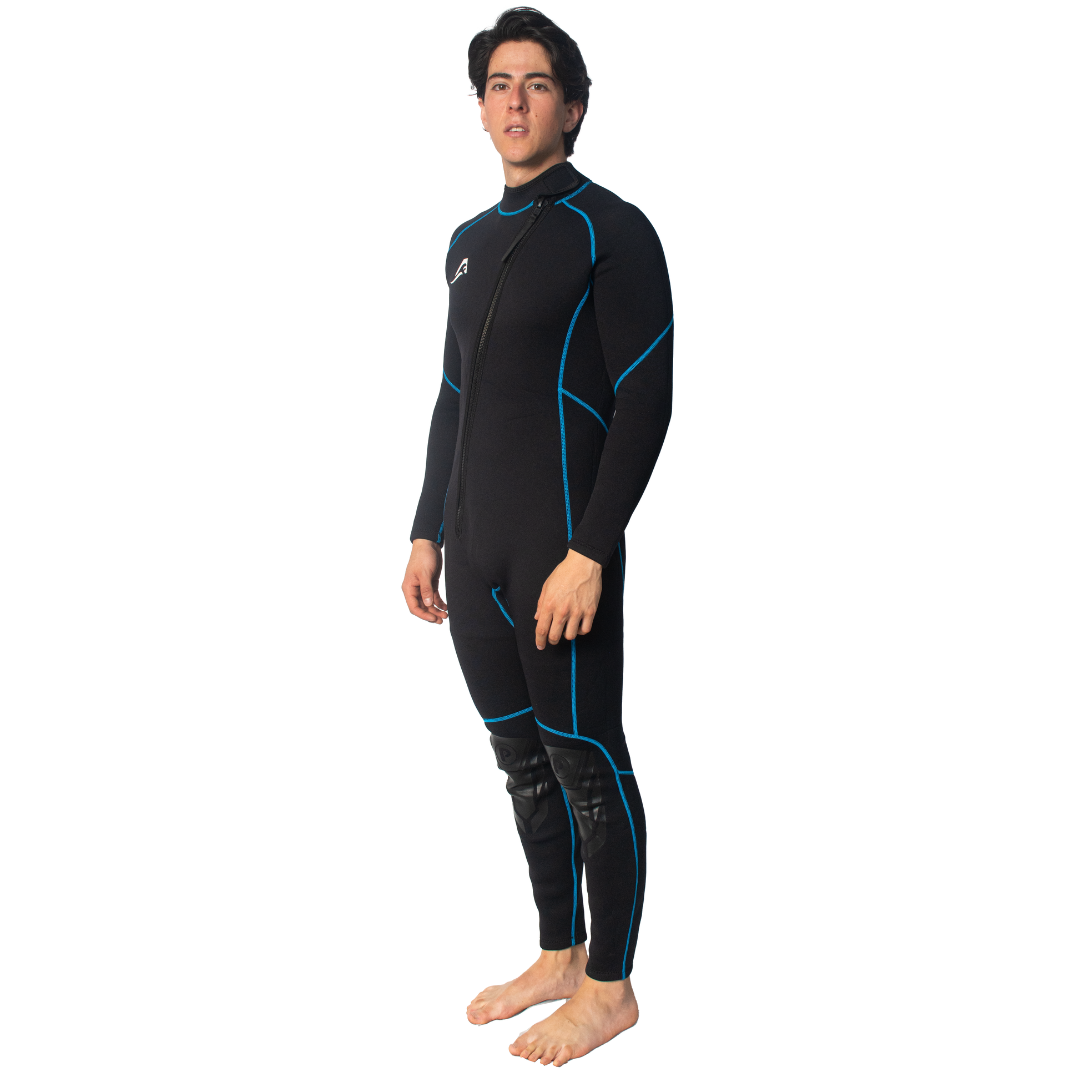 Traje de Neopreno Wetsuit Para Hombre Sea Man de 3mm Cuerpo Completo Modelo Negro Rayas Azul SEAPEOPLE