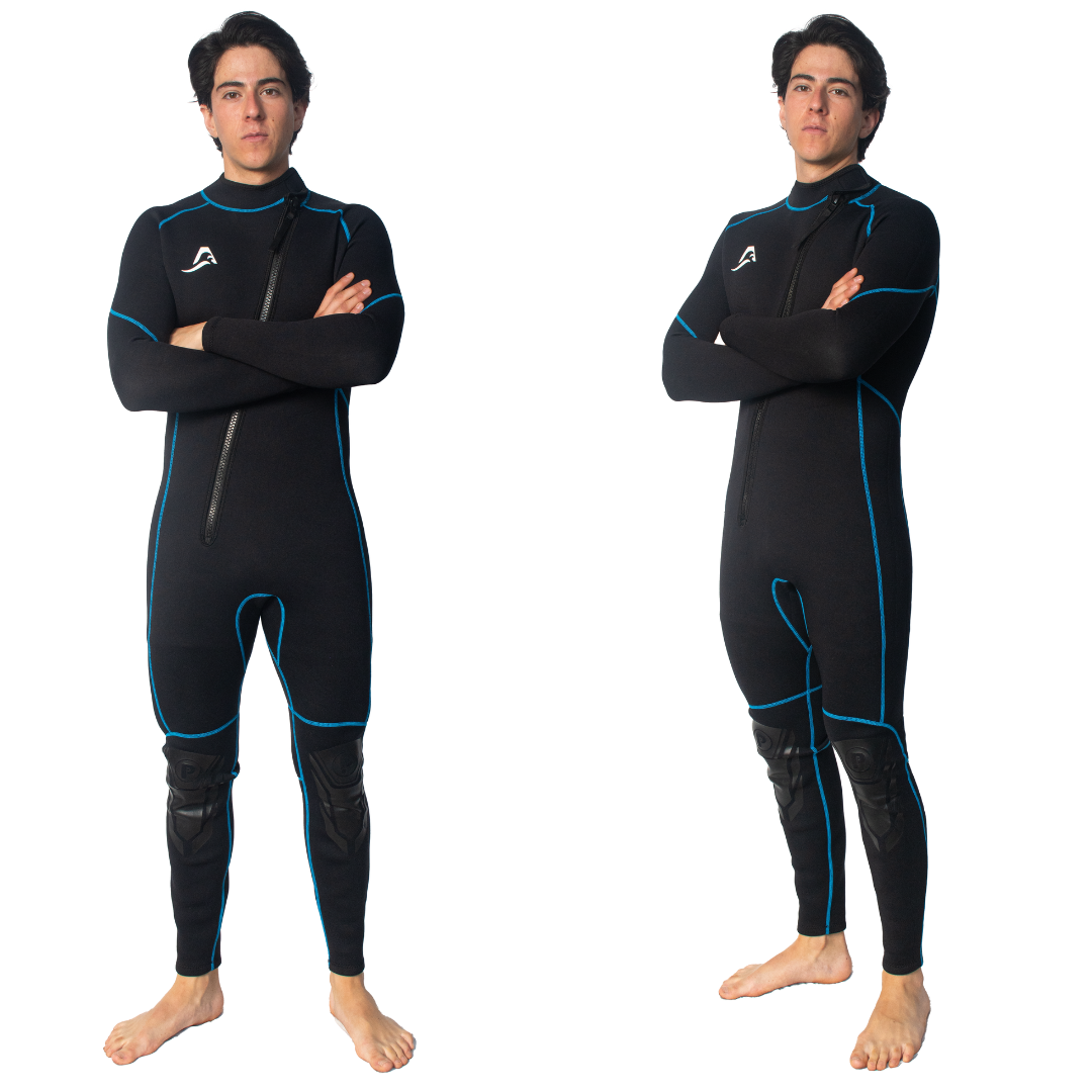 Traje de Neopreno Wetsuit Para Hombre Sea Man de 3mm Cuerpo Completo Modelo Negro Rayas Azul SEAPEOPLE