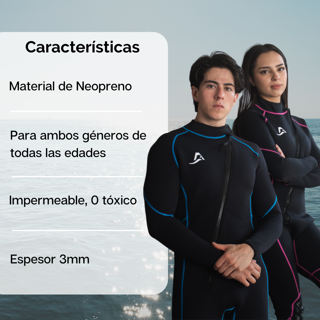 Traje de Neopreno Wetsuit Para Hombre Sea Man de 3mm Cuerpo Completo Modelo Negro Rayas Azul SEAPEOPLE