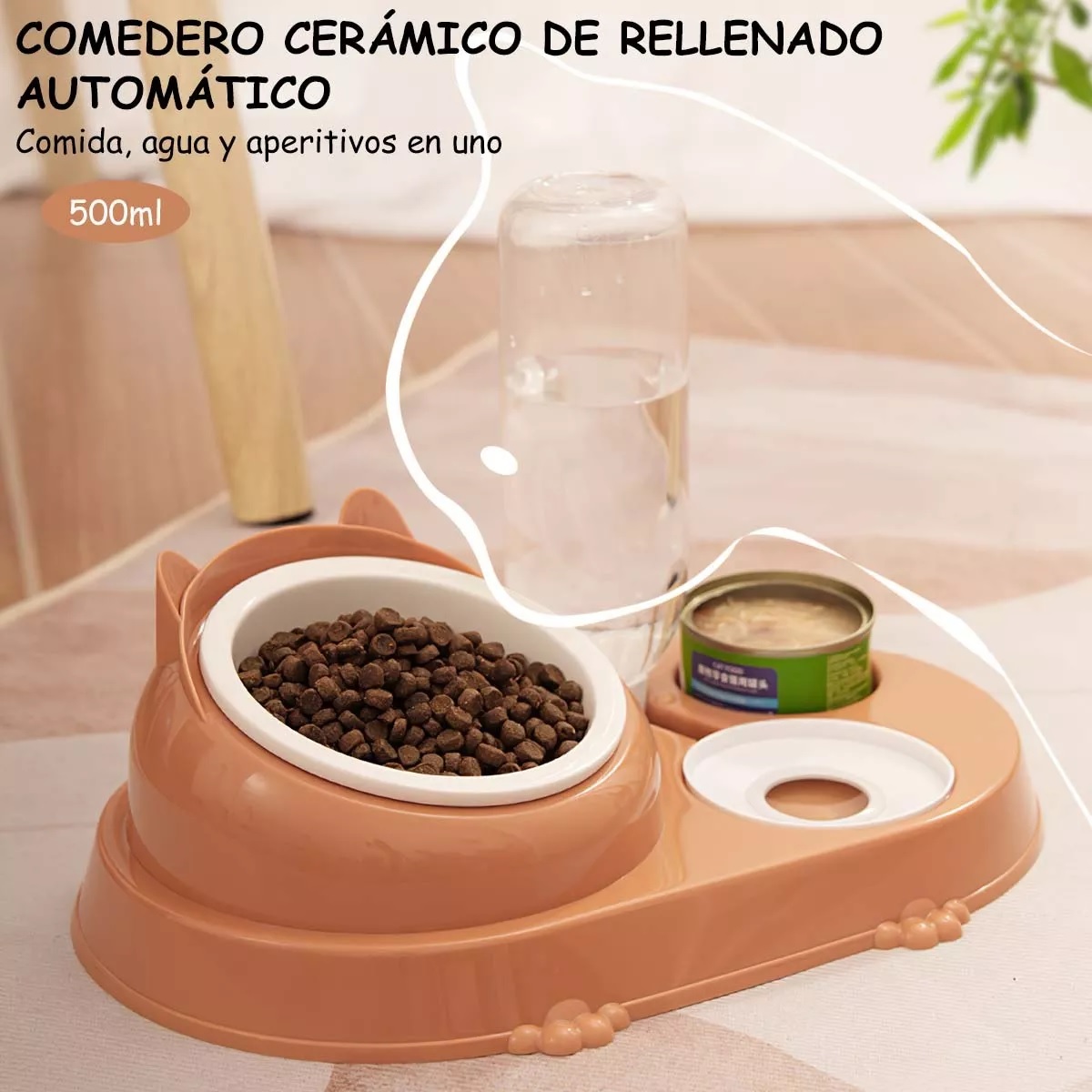 Dispensador de Alimento Automático Para Mascotas Perro Cafe