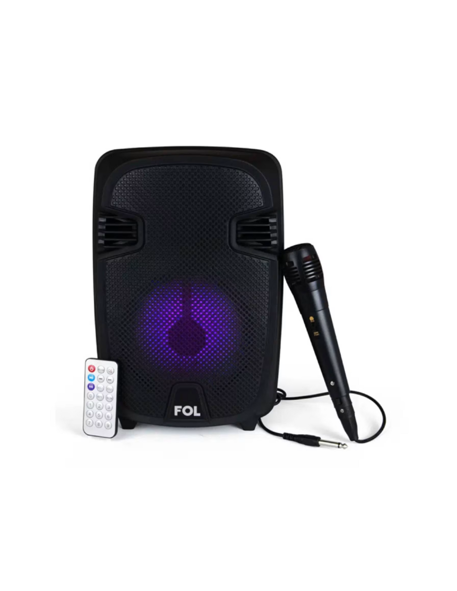 Bocina portátil bluetooth microfono y luz FOL FS-L167