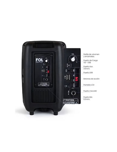 Bocina portátil bluetooth microfono y luz FOL FS-L167