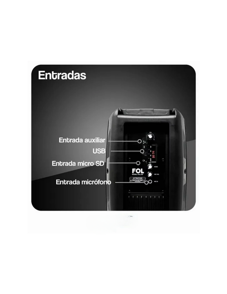 Bocina bluetooth con micrófono, control y luz FOL FS-L187