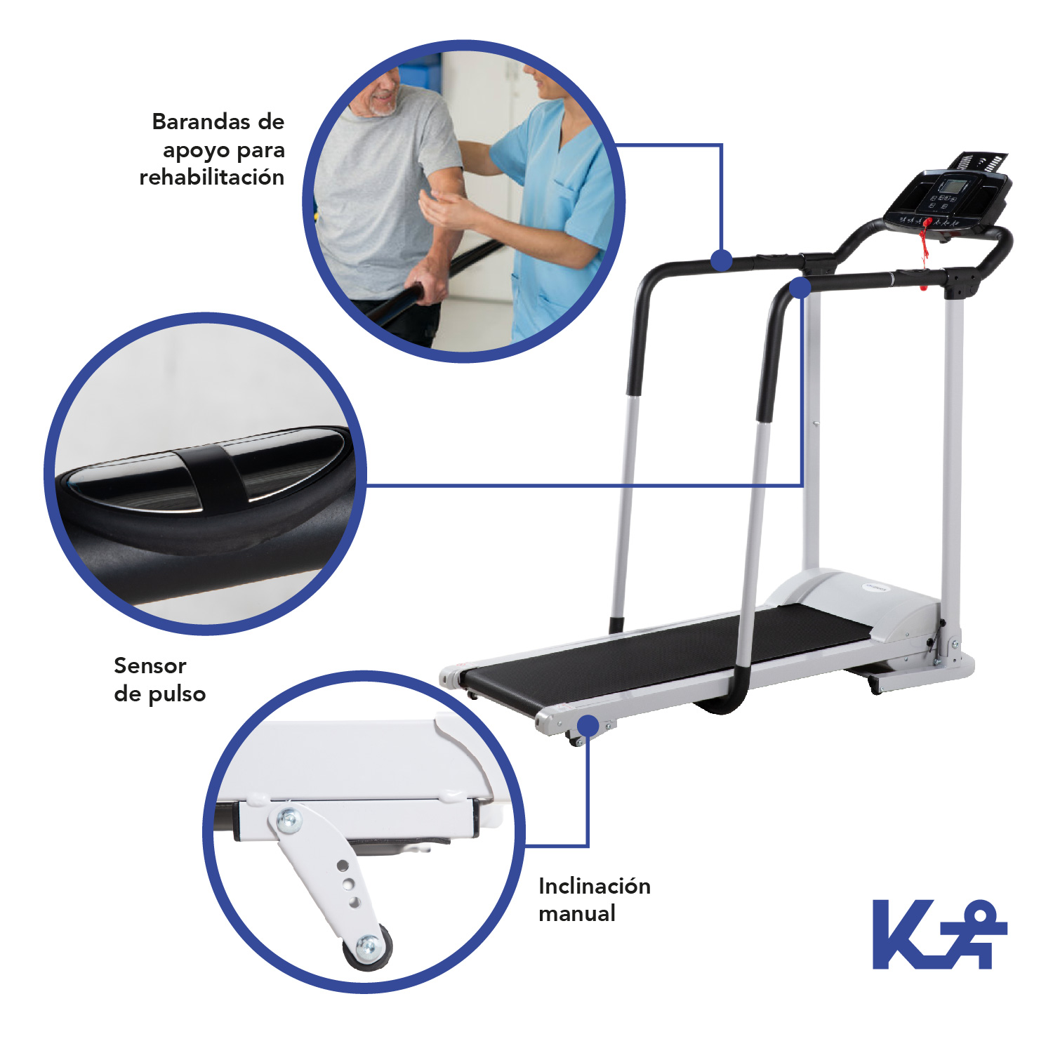 Caminadora Electrica Barandas de Seguridad Plegable 2 Hp 