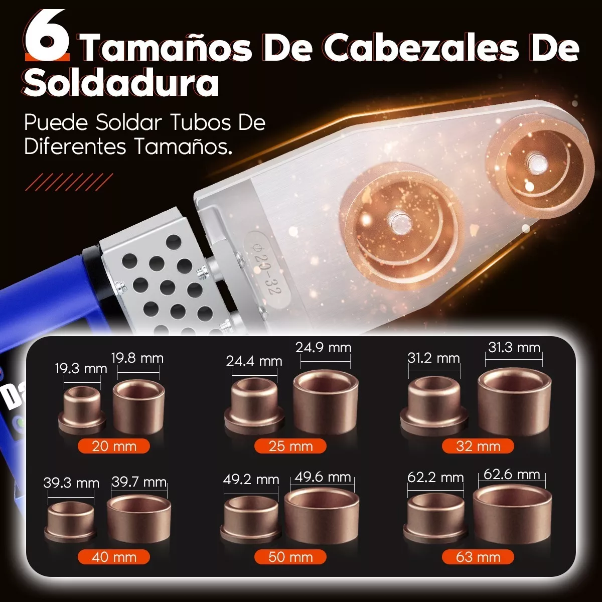 Termofusora Herramientas 600w Con 6 Dados De 1/2 Hasta 2''