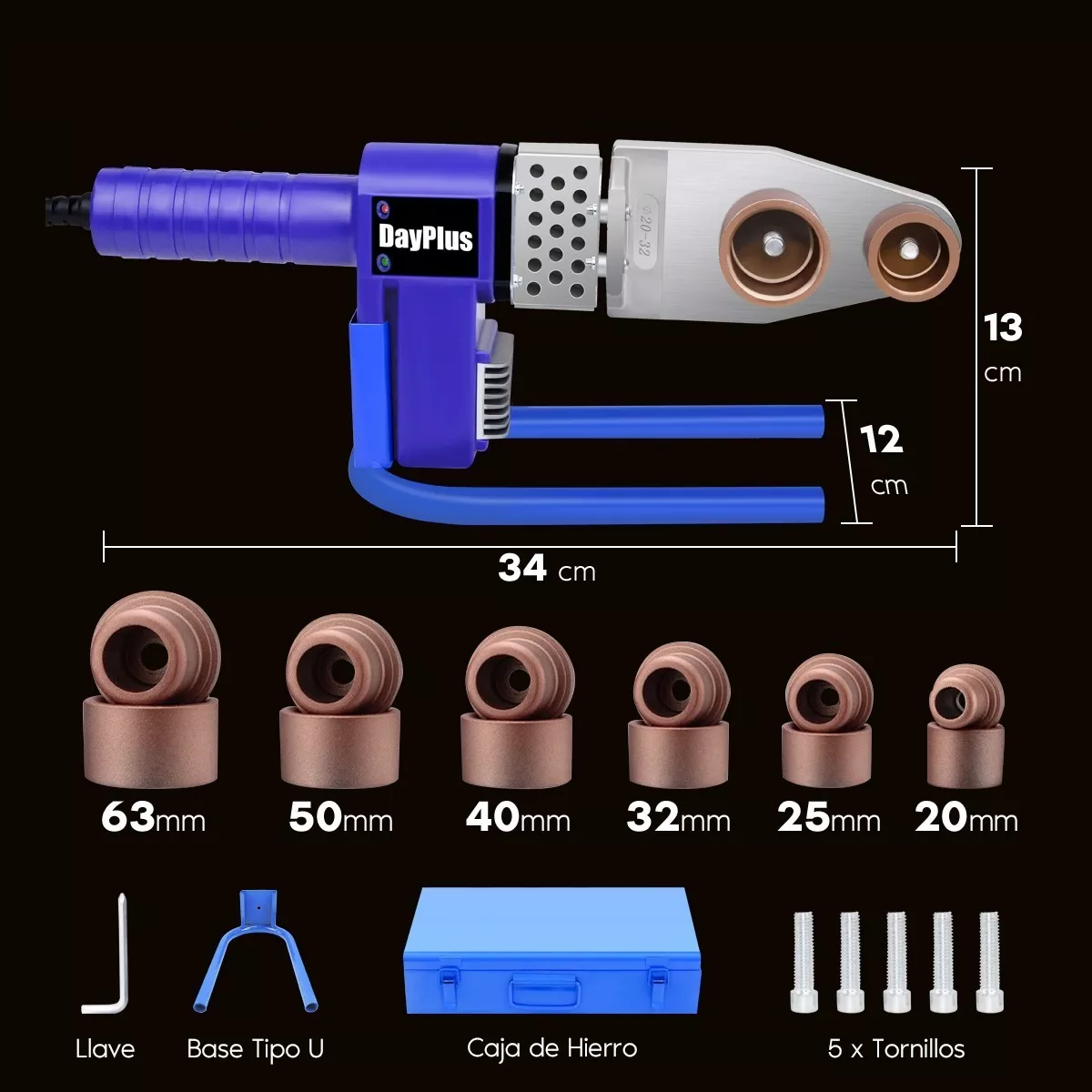 Termofusora Herramientas 600w Con 6 Dados De 1/2 Hasta 2''