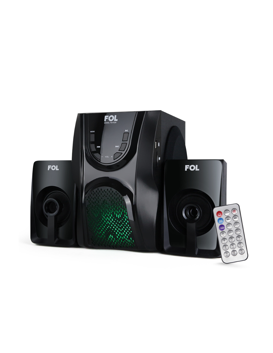 Mini componente de 3 bocinas y control remoto con luz FOL FS-P239