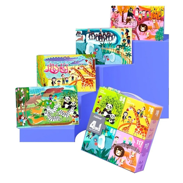 Rompecabezas Animales 4 En 1 Mideer Juego Niños Educativo