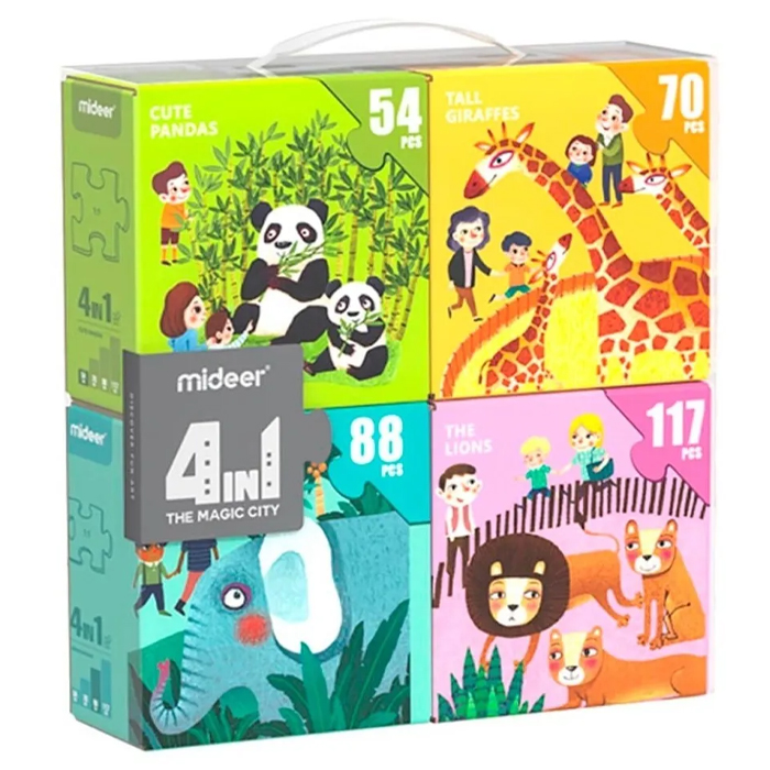 Rompecabezas Animales 4 En 1 Mideer Juego Niños Educativo